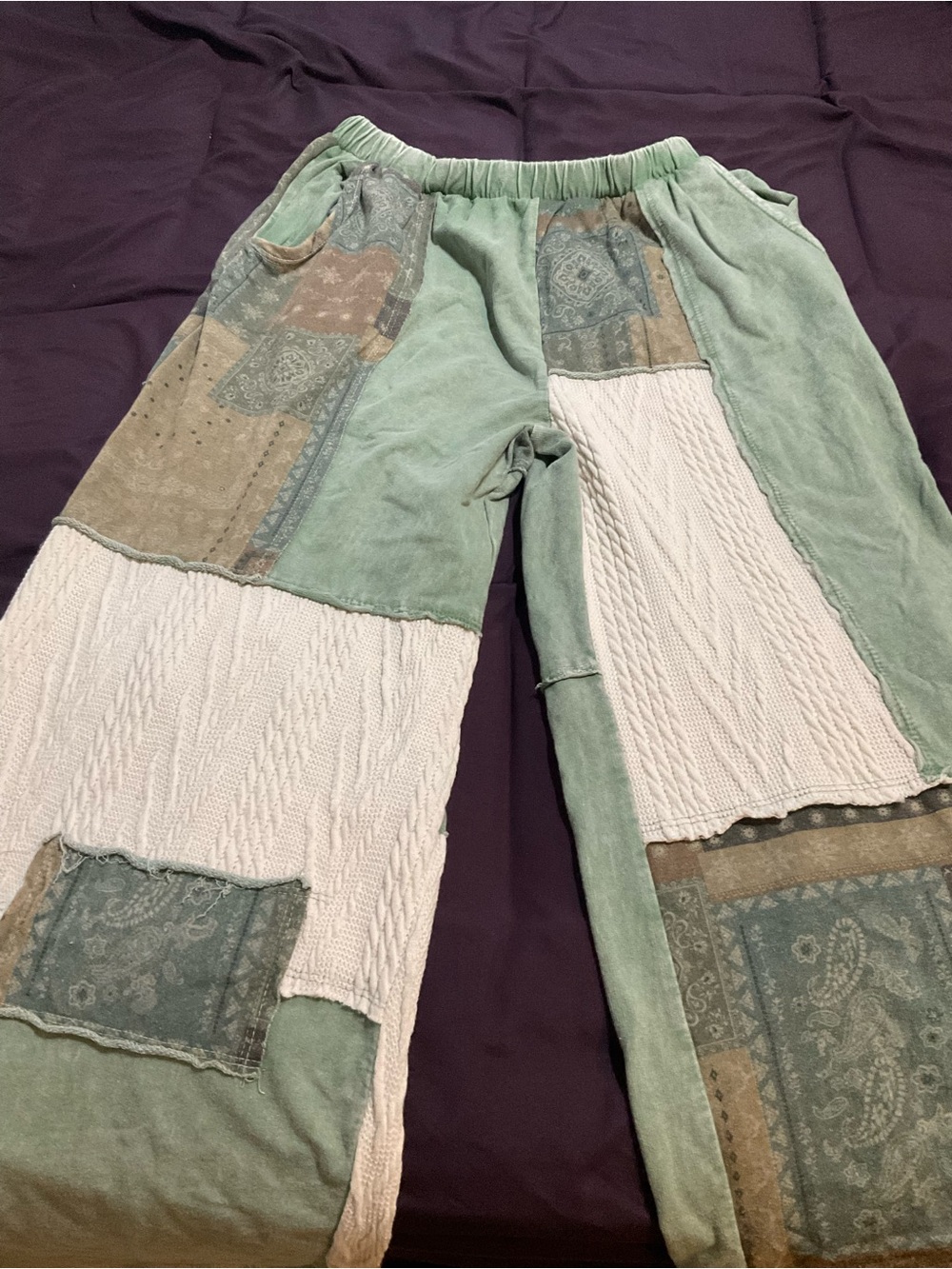 J. Her patchwork and knit wide leg pants - Picture 3 of 5